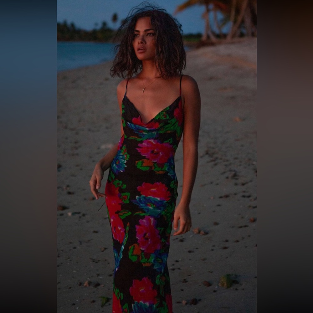 Rat and boa long floral dress